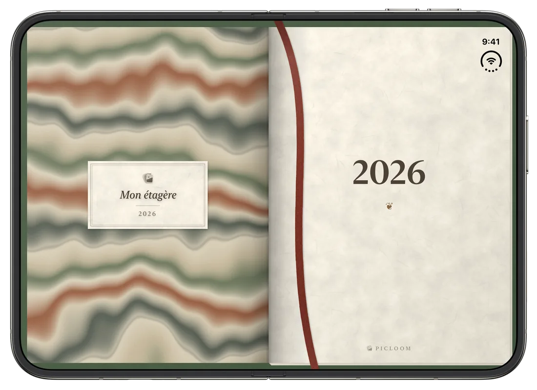 iPhone Duo ouvert : l’écran intérieur montre la double page d’ouverture