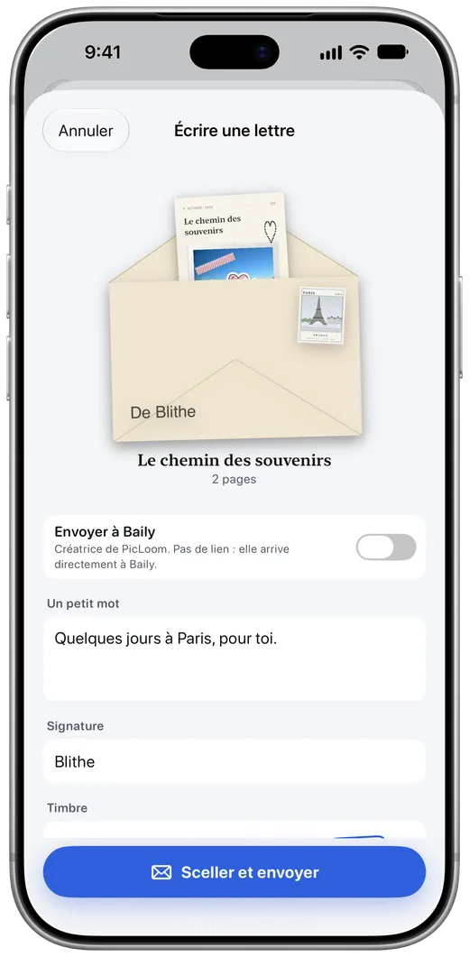 Écrire une enveloppe dans Fil des jours : une page et un timbre de Paris