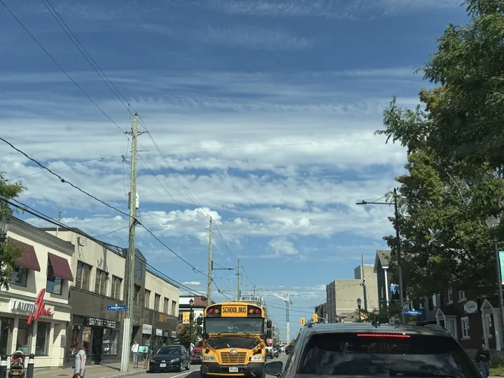 A school bus at the corner